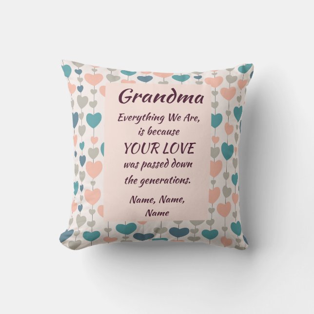 Grandma Everything We Are - Your Love - Add Names Throw Pillow (Front)