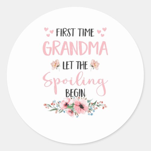 Grandma Expectant Omi Grandparents Baby Flowers Classic Round Sticker