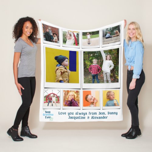 Grandma Family 10 Photo Collage Fleece Blanket