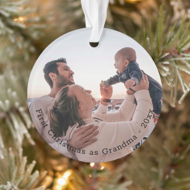 Grandma First Christmas Personalized Photo Ornament (Tree)