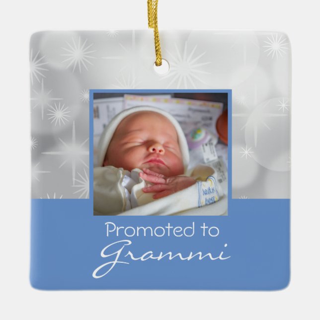 Grandma First Christmas Photo Ornament - Baby Boy (Front)