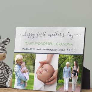 Grandma First Mothers Day - 3 Photo Personalized Plaque