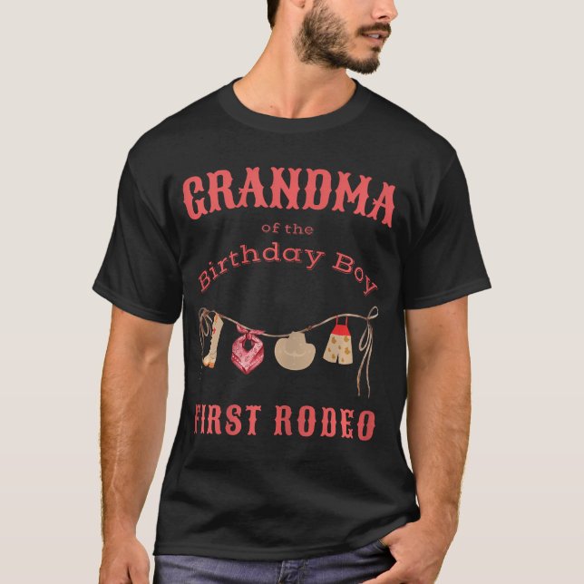 Grandma First Rodeo 1St Birthday Cowboy Family Mat T-Shirt (Front)