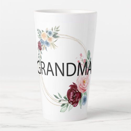 Grandma Floral Circle Watercolor Latte Mug