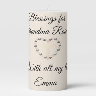 Grandma Floral Heart Light Pillar Candle