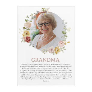 Grandma Floral Psalm 23 Acrylic Wall Art