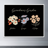 Grandma Flower Garden Custom Name Vintage Floral