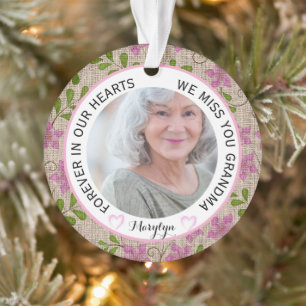 Grandma Forever in Our Hearts Floral Christmas Ornament