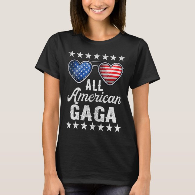 Grandma Fourth Of July  Womens All American Gaga T-Shirt (Front)