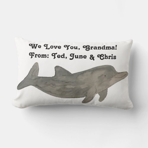 Grandma From Kids Grandparent Dolphin Lumbar Pillow