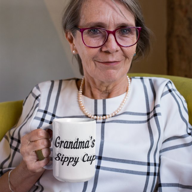 Grandma funny coffee quote black half text giant coffee mug (Creator Uploaded)