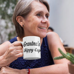 Grandma funny coffee quote black half text giant coffee mug