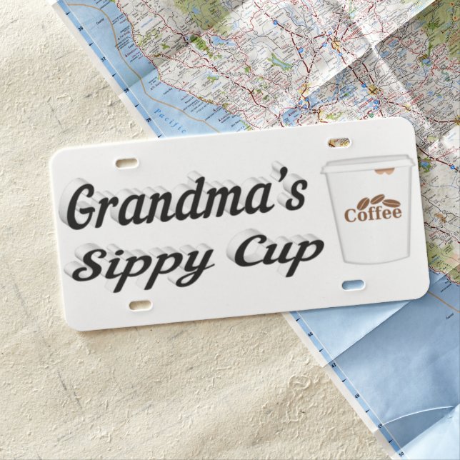 Grandma funny coffee quote black text license plate (In Situ)