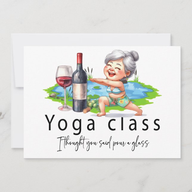 Grandma Funny Saying about yoga and wine  Thank You Card (Front)
