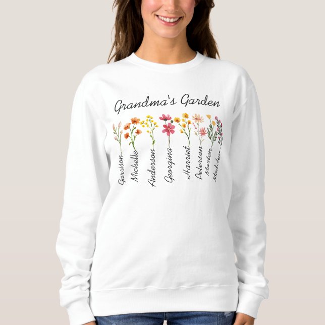 Grandma Garden Custom Birthflower Gift for Grandma Sweatshirt (Front)