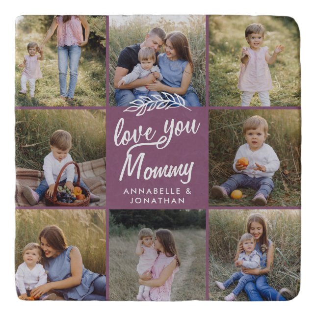 Grandma gift 8 photo family trivet (Front)