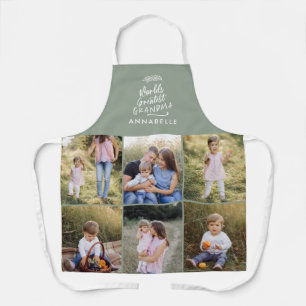 Grandma gift 8 photo grandchild simple typography  apron