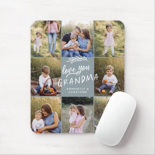 Grandma gift 8 photo grandchild simple typography mouse pad