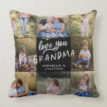 Grandma gift 8 photo grandchild simple typography  throw pillow<br><div class="desc">Grandma gift 8 photo grandchild simple modern script typography pillow gift black and white design.</div>
