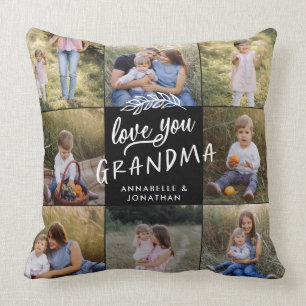 Grandma gift 8 photo grandchild simple typography  throw pillow