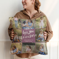 Grandma gift 8 photo grandchild simple typography throw pillow