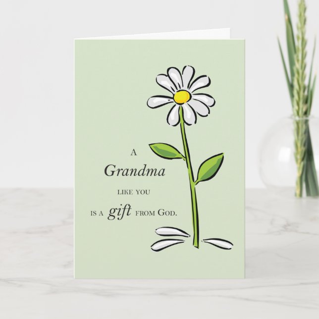 Grandma Gift from God Daisy Religious Grandparents Card (Front)