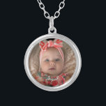 Grandma Gift Grandchild Photo Name Silver Plated Necklace<br><div class="desc">Grandma Gift.  Photo of Grandchild & Name.</div>