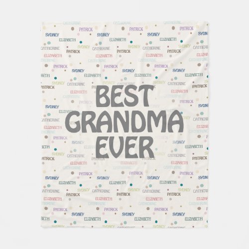 Grandma Gift Grandchildren 3_4 Names Fleece Blanket