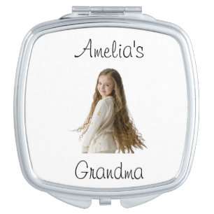Grandma Gift - Grandchild's Photo & Name -  Compact Mirror