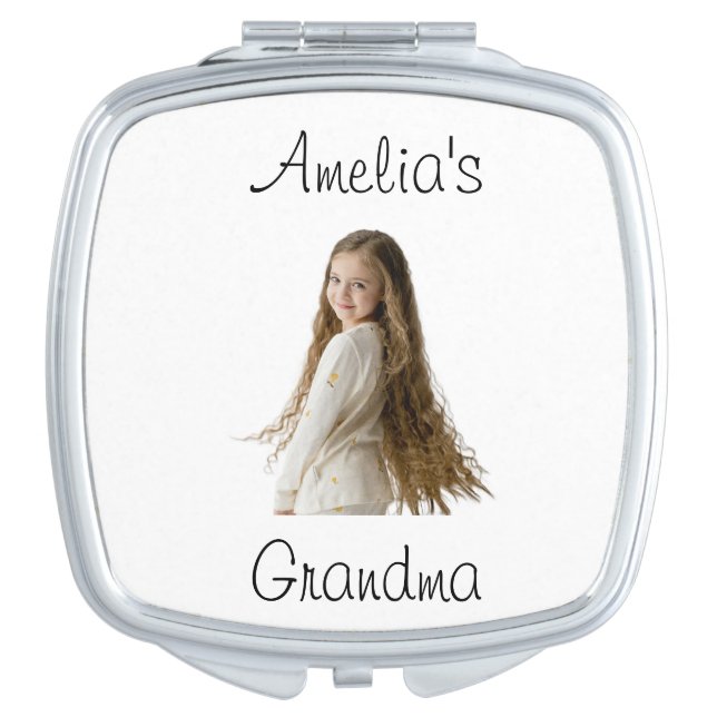 Grandma Gift - Grandchild's Photo & Name -  Compact Mirror (Front)