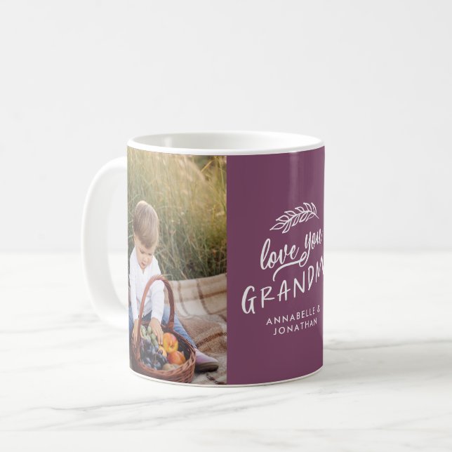 Grandma gift photo grandchild simple typography co coffee mug (Front Left)