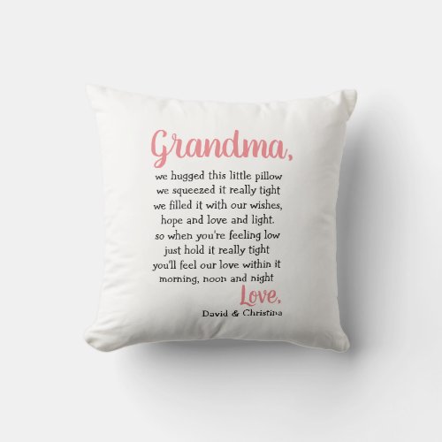 Grandma Gift Pillow Hugs  Kisses Special Pillow