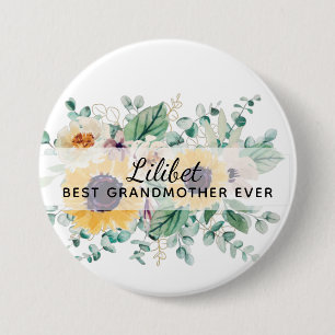 GRANDMA Gifts - Sunflower Themed Personalized Button