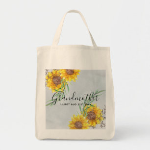GRANDMA Gifts - Sunflower Themed Personalized Tote Bag