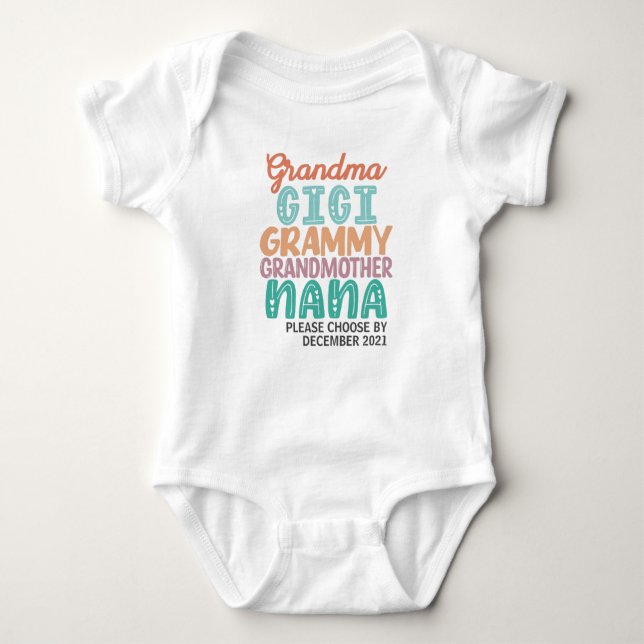 Grandma, Gigi, Grammy, Grandmother, Nana Baby Bodysuit (Front)