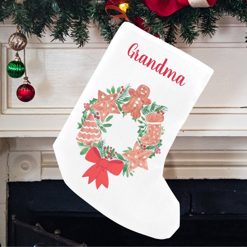 Grandma Gingerbread Cookie Christmas Small Christmas Stocking