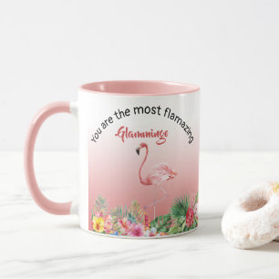 Grandma Glamingo Flamingo Pink Tropical Name Photo Mug