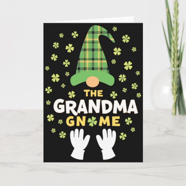 Grandma Gnome Lucky St Patricks Card (Front)