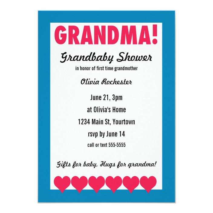 Grandma! Grandbaby Shower with hearts Invitation