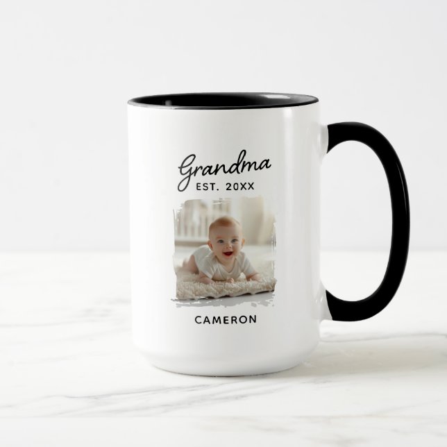 Grandma Grandchild Photo Established Date Mug (Right)