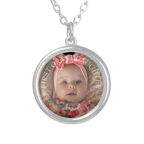 Grandma Grandchild Photo First Granddaughter Silver Plated Necklace