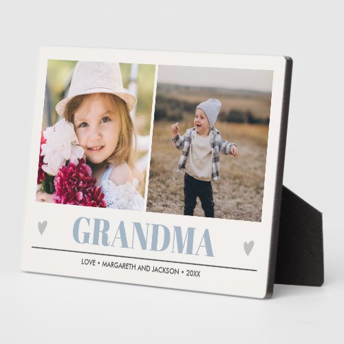 GRANDMA Grandchildren 2 Photo GRAY HEARTS Plaque