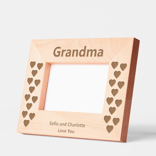 Grandma Grandchildren Names Love You Hearts Engraved Frames (Left)