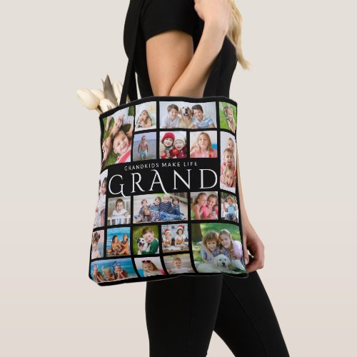 Grandma GRANDKIDS MAKE LIFE GRAND 21 Photo Collage Tote Bag