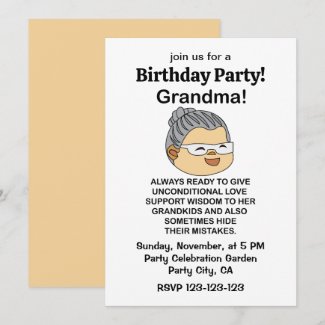 Grandma Grandmother Birthday Party Invitation
