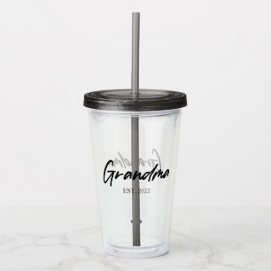 Grandma Grandmother Custom Est Year Minimal Simple Acrylic Tumbler