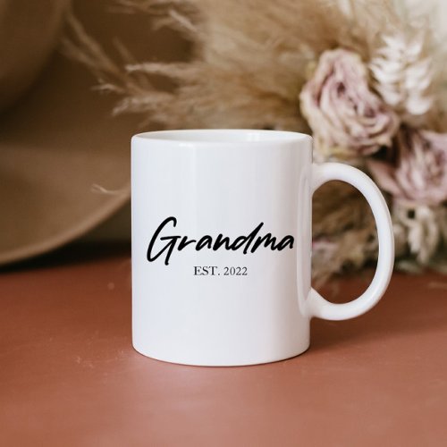 Grandma Grandmother Custom Est Year Minimal Simple Coffee Mug