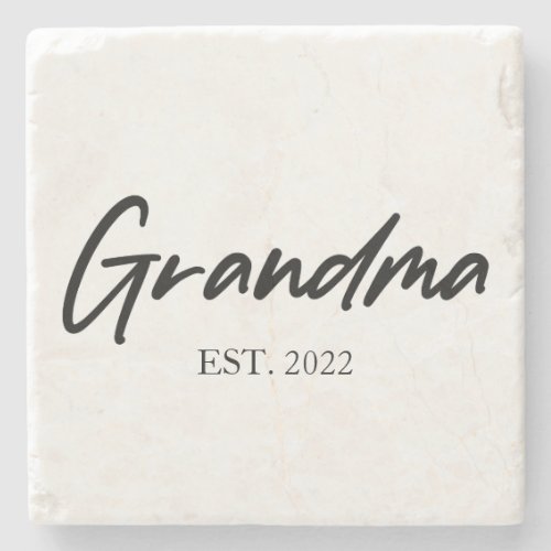 Grandma Grandmother Custom Est Year Minimal Simple Stone Coaster