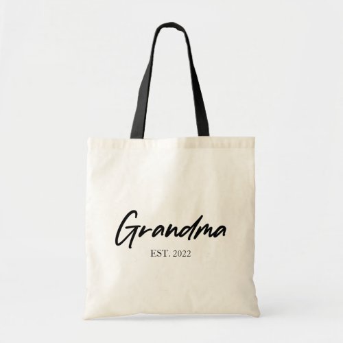 Grandma Grandmother Custom Est Year Minimal Simple Tote Bag