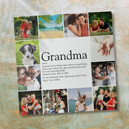 Grandma Grandmother Definition 12 Photo Collage Jigsaw Puzzle